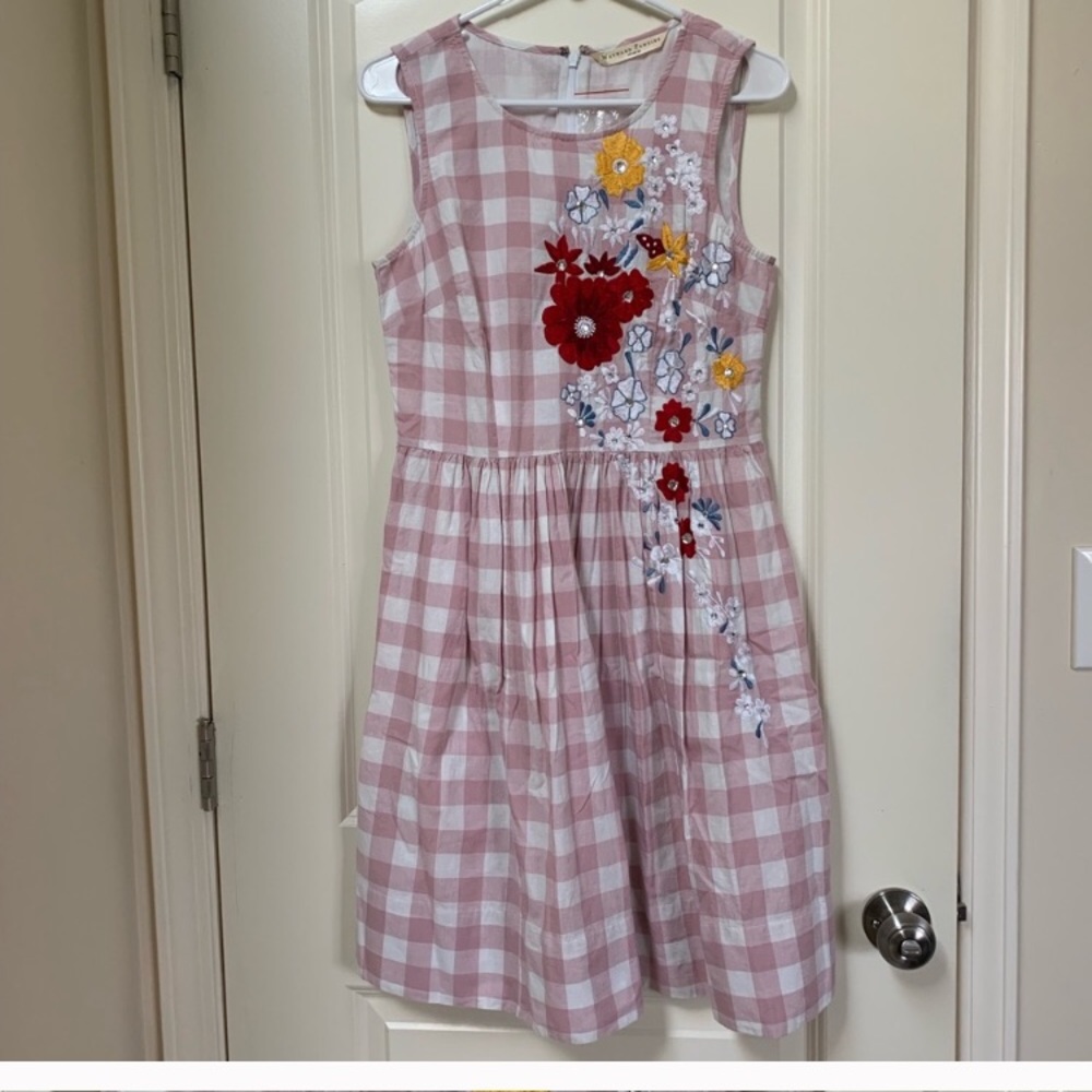 eShakti Floral gingham cotton dress